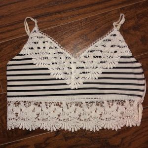 Topshop navy blue stripe bralette crop top size 4